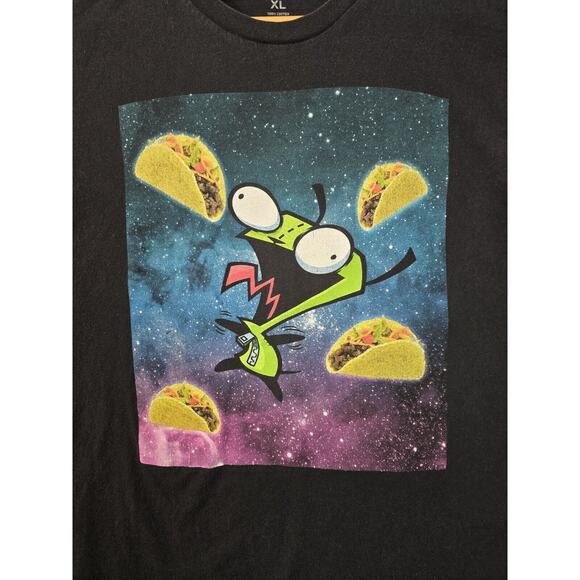 Nickelodeon Invader Zim Space Taco Black Short Sleeve Shirt Size XL Y2K Vtg - Picture 3 of 6